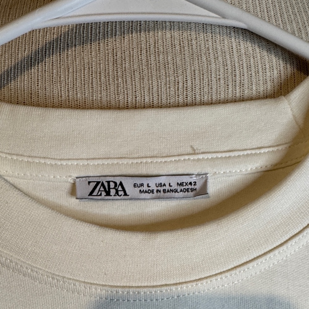 Zara Cream Long Sleeve Shirt sz L heavy soft material - Picture 2 of 3